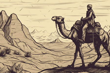 穿越沙漠的骆驼背景图片
