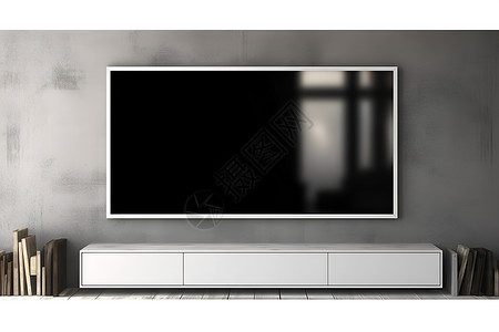 四条屏大型黑色高清电视背景