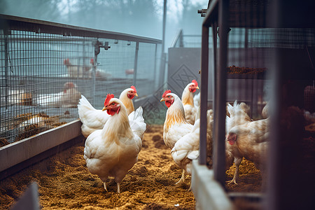 群鸡乡村农业养殖的鸡群背景