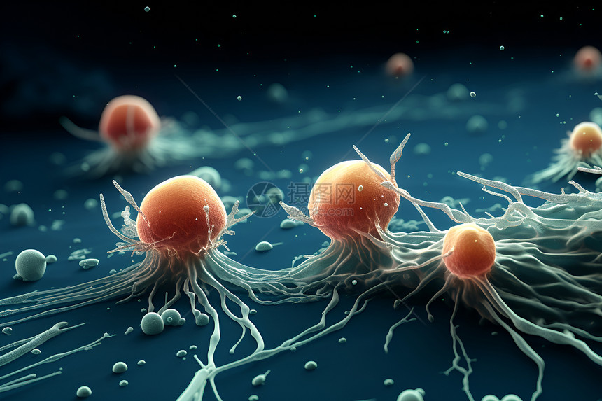 显微镜喜爱的病毒细胞概念图图片