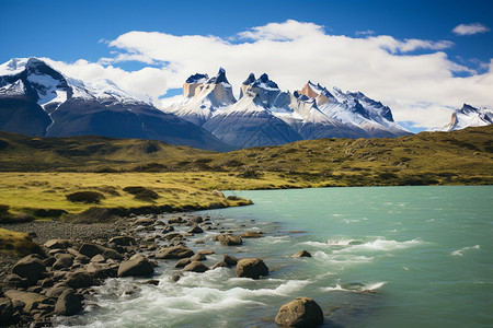 美丽的山川湖泊景观背景图片