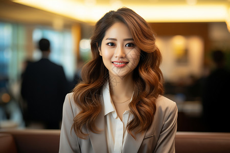 优雅的亚洲商务女性背景图片