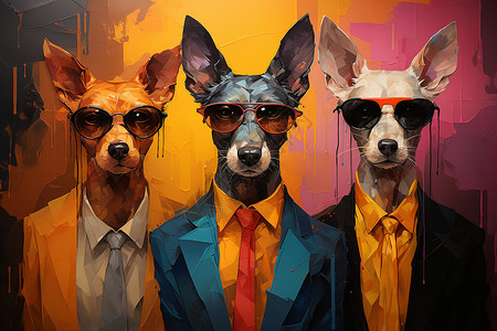 炫酷时尚派对的狗狗头像插图背景图片