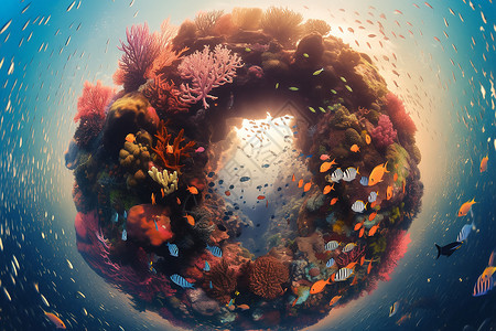 梦幻的潜水世界背景图片