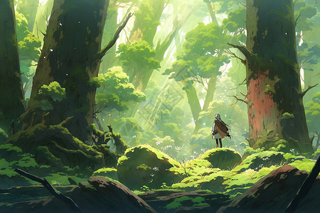 森林中的漫步者背景图片