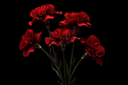 美丽绽放的红色康乃馨花朵背景图片