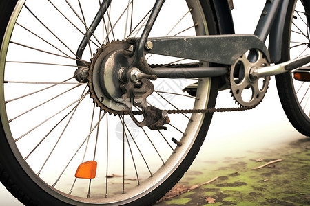 古董自行车轮子高清图片