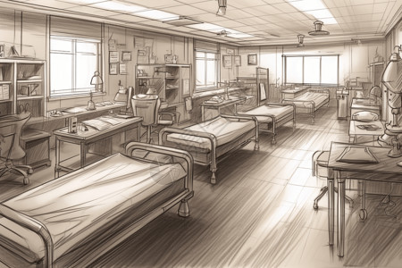 生物医学院的护理教室插画