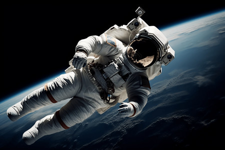 零重力漂浮在太空的航天员背景图片