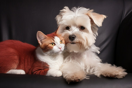 猫咪和小狗背景图片