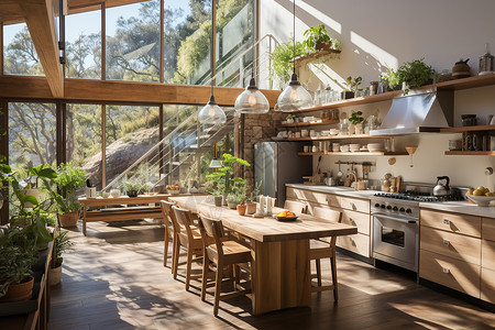 现代家居的厨房背景图片