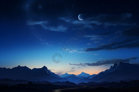 魔幻之夜艺术字山峦之夜背景