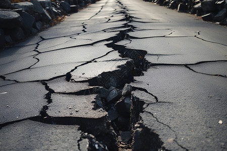 摧毁的道路背景图片