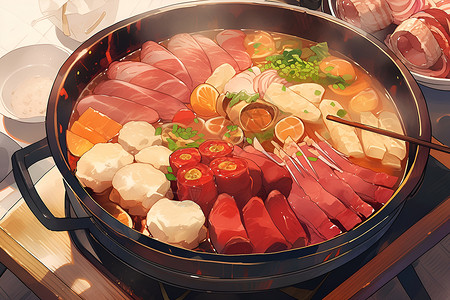 美味可口的火锅插画背景图片