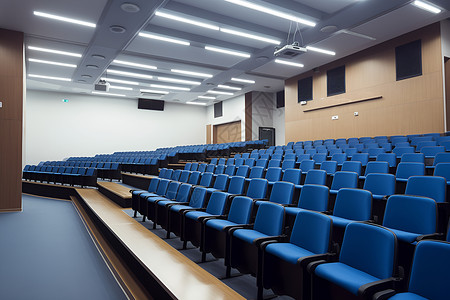 大学教室中的蓝色座椅背景图片