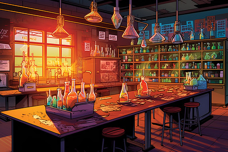 夕阳下的实验室背景图片