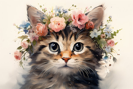 花冠猫咪背景图片