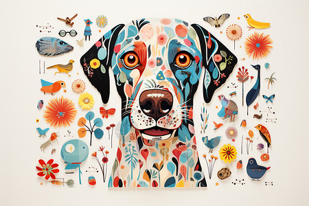 多种动物图案的狗贴纸背景图片