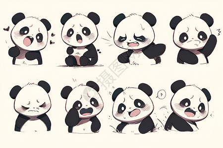 创意艺术的卡通熊猫插图背景图片
