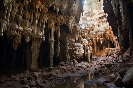 神秘的峡谷溶洞景观高清图片