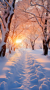 白雪森林白雪皑皑的冬日森林景观背景