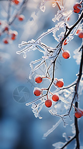 结霜冰冻的冬季树木高清图片