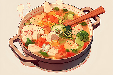 砂锅美味美味的砂锅插画