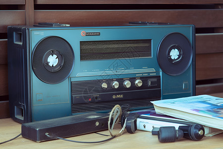 录音机磁带古董收藏的录音机背景