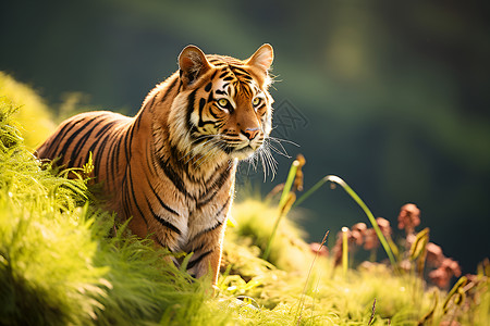 森林中的老虎背景图片