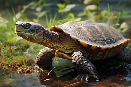 水中的乌龟背景图片