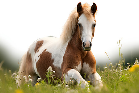 美丽草原上一匹马儿背景图片