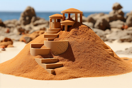 沙滩上的沙城背景图片