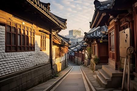 村庄街景街道韩屋村高清图片