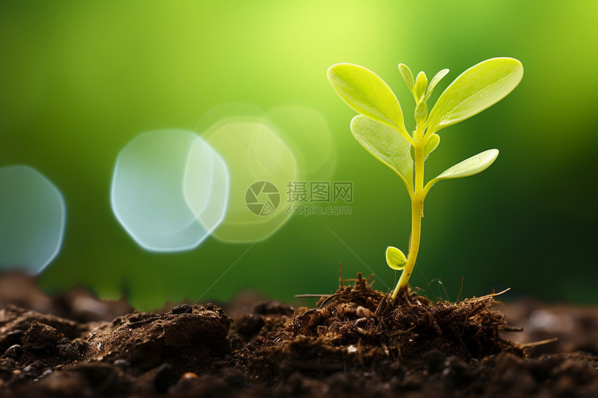 小植物在泥土中发芽图片