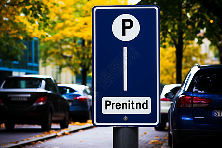 停车标识街道上的停车标志牌背景