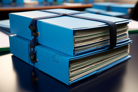 蓝色纸张一堆蓝色的文件夹背景