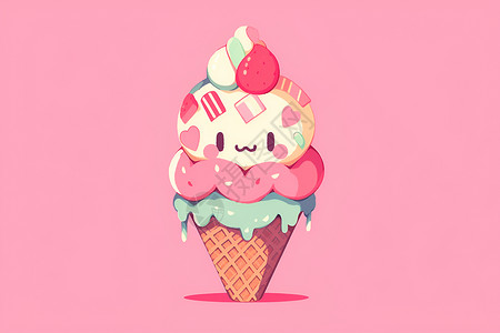 甜蜜诱人的卡通冰淇淋插图背景图片