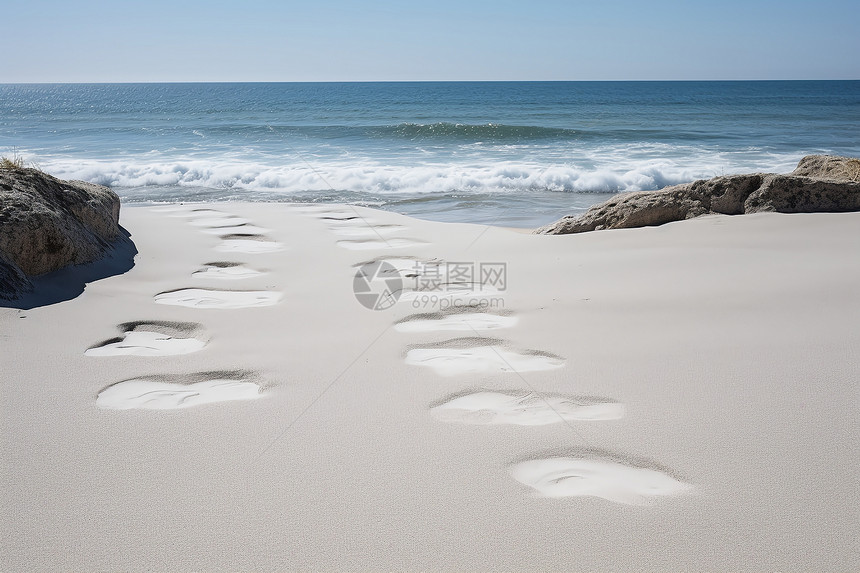 沙滩的脚印图片