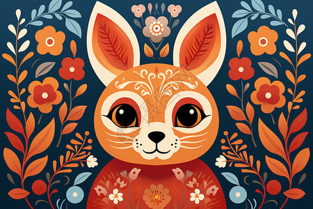 兔子的彩绘插画背景图片