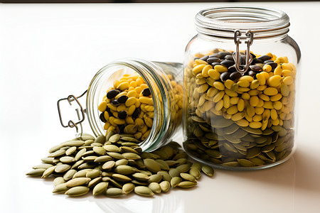 秋季收割的谷物豆子背景图片