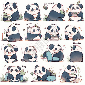小熊猫简易插图可爱的卡通熊猫插图插画