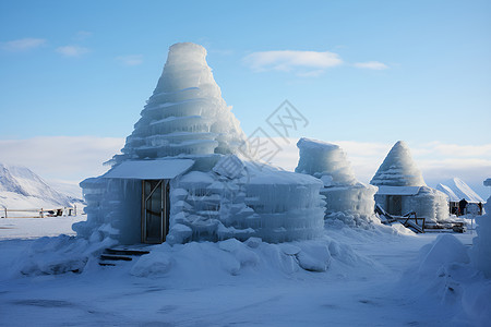 自然雪景中的冰屋背景图片