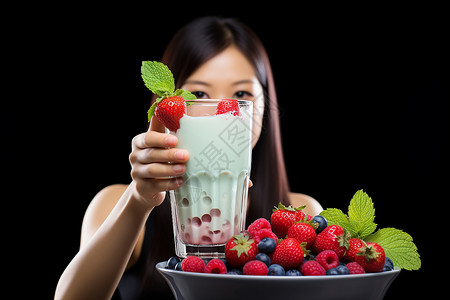 健康饮食的亚洲女子背景图片