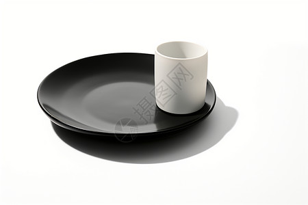 极简风格的陶瓷餐具背景图片