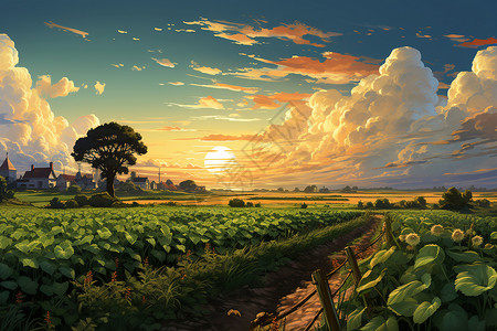 乡村农业种植的田野背景图片