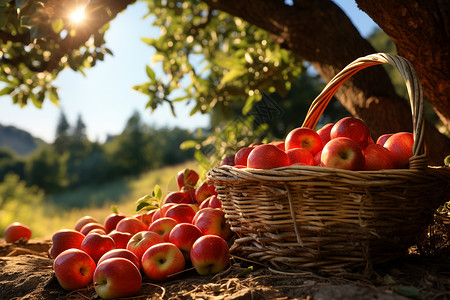 苹果种植丰收的乡村果园背景