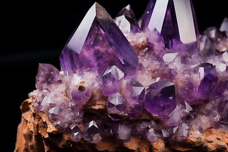 闪耀发光的紫色的水晶簇背景图片