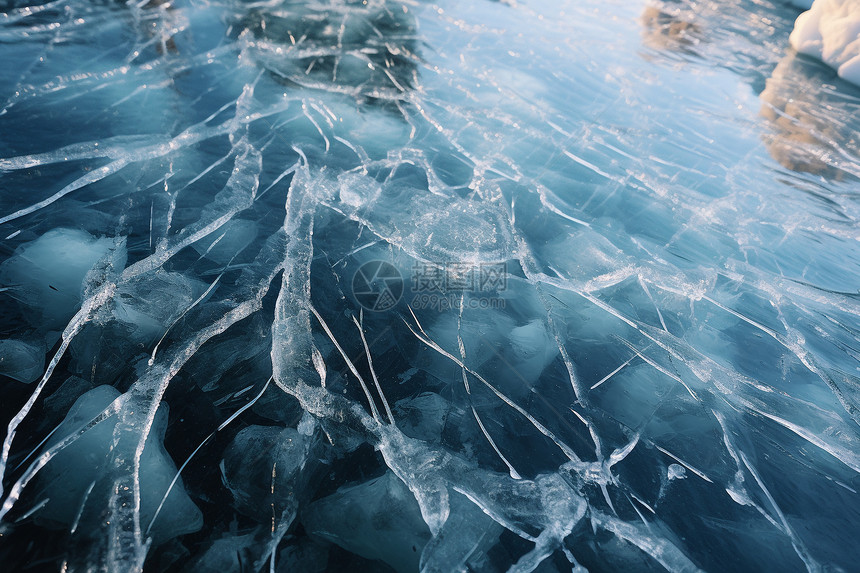 雾凇冰湖的自然景观图片