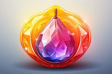 红水晶石榴水晶幻境的石榴图标插画
