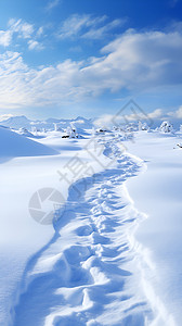 雪中的一条足迹高清图片